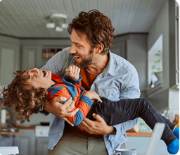 Father holding child